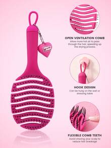 1pc Multi-Functional Detachable Hollow Hair Comb, Anti-Static Detangling, Volumizing Styling, Wet & Dry Use, Scalp Massage, Portable & Easy To Clean, Essential Christmas And Halloween Gift - Multicolor - View 5
