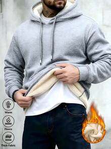 Men's Solid Color Hooded Street Fashion Business Casual Outdoor Sports Pullover Sweatshirt With Large Pockets - Light Grey - View 2