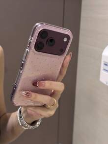 Ins Style Light Pink Polka Dot Phone Case Compatible With Apple 18 Pro Max, 17 New Model, 16 Pro, 17 Pro Max, Full Coverage Anti-Drop Protective Cover, 15 Sweet Girl Style - Multicolor - View 4