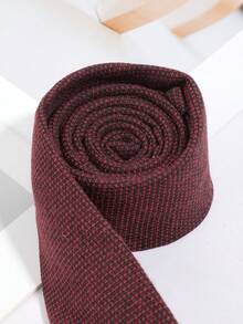 1Pc Men Burgundy Black Micro Dot Textured Classic Business Casual Necktie For Office Daily Semi-Formal - Multicolor - View 3