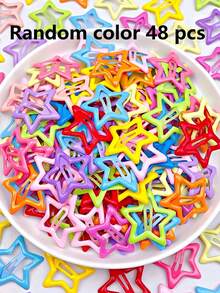 1/12/24/36/48/100pcs Cute Five-Pointed Star Pattern Hair Clips Set, Macaron Color Hair Accessories, Y2K Bangs Clips, Suitable For Daily School And Vacation - Multicolor - View 13
