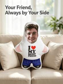 1pc Customized Personalized Photo Pillow/Cushion - Customized Boyfriend/Girlfriend Gift, Printed With "I Love My Best Friend" Design, Home Decor | Holiday Decor | Wedding | Birthday Gift | Anniversary | Gift, Suitable For Halloween, Christmas, Thanksgiving, Valentine's Day, Suitable As Toy Gift, Couple Gift, Memorial Keepsake - Multicolor - View 4