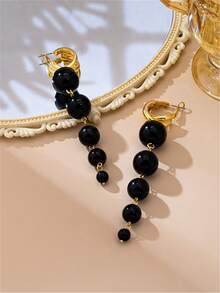 1 Pair Fashionable New Pearl Long Tassel Earrings, Minimalist Elegant Fashion Stud Earrings - Yellow Gold - View 5