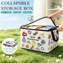 Nurse, Hair Stylist Accessories, Gingerbread Man Cartoon Print Foldable Storage Box, Zippered Handheld Storage Bin, Upgraded Fabric Large Capacity Storage Box, Suitable For Wardrobe, Dorm, Underbed Storage, Organizes Clothes, Bedding, Toys, Miscellaneous Items, Home Moving Organization Storage Box - Multi-color - View 8