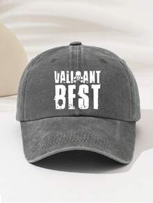 1pc Fashion Adjustable Baseball Cap - Washed Print Baseball Cap, Suitable For Camping, Travel, Party And Hip-Hop Culture, Printed With 'VALIANT BEST Skull Brave And Fearless' Pattern And Text, Simple And Versatile, Perfect For Camping And Casual Wear, Great Gift For Family And Friends - Washed Cap - View 12