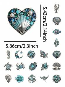 54 Pcs Printed Ocean Jewel Stickers Pack, Sea Creature Rhinestone Gems Pattern Vinyl Waterproof Decals, Seashell Starfish Mermaid Turtle Stickers For Journal Water Bottle Phone Case Laptop, Coastal Beach Decor Sticker Pack For Teens Girls Women - Ocean Jewelry - View 4
