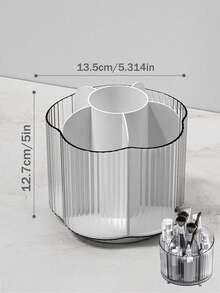 1pc Large Capacity Transparent Rotating Makeup Brush Holder, Cosmetic Storage Rack - Clear - View 6