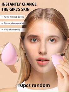 10Pcs Light Pink Teardrop Makeup Sponges, Ultra Soft Synthetic Cosmetic Sponges For Liquid Foundation, Cream & Powder, Multipurpose Applicators For Daily Facial Makeup - Pink - View 12