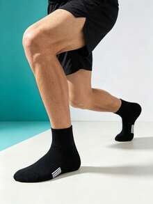 1/6/10 Pairs Men's Mid-Calf Socks, Mesh Comfortable Sports Socks, Striped Non-Slip Shock-Absorbing Sole, Simple Casual Socks - Multicolor - View 4