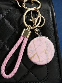 Fashionable Multi-Purpose Bag Hanging, High-Value Appearance Portable Keychain Flip Double-Sided Mirror, Portable Makeup Mirror, Travel Gift - Multicolor - View 1