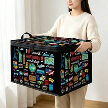 Medical First Aid Box Dinosaur World Travel Print Foldable Storage Box, Zippered Hand-Carry Storage Bin, Upgraded Fabric Large Capacity Organizer, Suitable For Closet, Dorm, Underbed Storage, Organizing Clothes, Bedding, Toys, Miscellaneous Items, Home Moving Organization Storage Box - Multi-color - View 6
