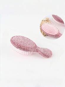 1Pc Rhinestone Air Cushion Hair Brush, Mini Detangling Scalp Massage Brush, Anti Static Bling Travel Hair Brush For Women - Multicolor - View 5