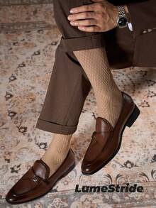 Men Crew Socks | Business & Everyday | Versatile Dress Socks | Comfortable Nylon | All-Match Style - Khaki - View 5