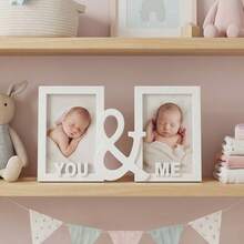 1pc YOU&ME Dual Photo Frame, Suitable For Newborn Baby Souvenirs, Gift For Twin Parents, Wedding Anniversary Photos, Best Friend Photo Frame - YOU & ME - View 1