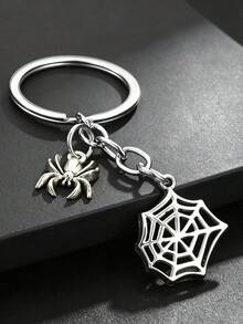 1/2pcs Vintage Dark Style Spider Keychain Gothic Punk Beaded Spider Pendant Metal Key Ring Gift Halloween Gift - Multicolor - View 11