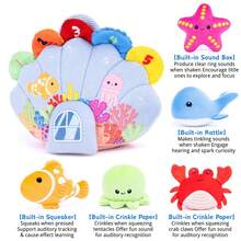 1 Set Mainan Penyimpanan Cangkang Bayi, Kerincingan Kertas Terintegrasi, Suara Lonceng, Bunyi BB, dan Lensa Hasselblad, Mainan Pencerahan Sensorik Bayi, Cocok Sebagai Hadiah Halloween dan Natal untuk Bayi Baru Lahir Laki-laki dan Perempuan - MultiWarna - View 4