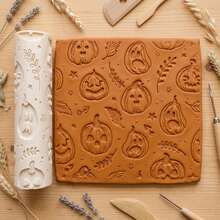 Halloween Themed Embossed Texture Roller, Pumpkin, Ghost, Skull, Spider Web Festival Pattern Embossing Cylindrical Tool, Multi-Pattern Soft Clay Embossing Roller, Handmade Clay Embossing Mold, Suitable For DIY Earrings, Soft Clay Crafts, Jewelry Making, Pottery Creation, Halloween Handmade Decoration Styling Tool - Halloween Series Roller - View 3