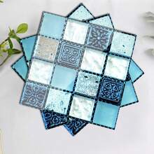 20*20cm Mosaic Tile Wall Sticker, Thickened PVC Sticker, Suitable For Bathroom Walls And Oil-Resistant Kitchen Walls, Waterproof And Oil-Resistant - Blue Puzzle Wall Sticker - View 8
