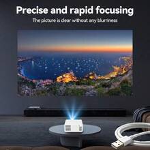 Portable Home Projector, Native 720P HD, Supports 1080P, USB Plug And Play Connection, Comes With Remote Control, Compatible With Smartphones, Tablets, Laptops And LCD Screens, Suitable For Home Movie Night And Indoor Entertainment - White - View 3