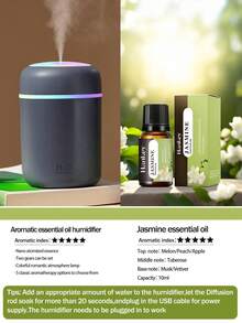 300ml Mini Colorful Car Aromatherapy Humidifier Set, USB Powered Dual Mode, 7-Color LED Light, Quiet Mist, Comes With 5 Essential Oils, Suitable For Car, Bedroom, Living Room, Office Desk, Requires Plug-In, Air Freshening And Hydrating Gift - A - View 24
