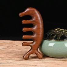 Sisir Pijat, Sisir Multifungsi Portabel Ringkas, Anti-Statis untuk Penggunaan di Rumah, Unisex, Sisir Gua Sha Lima Gigi untuk Pijat Alami Multifungsi - cokelat - View 3