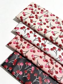 PIN 1 لفة من الجلد الاصطناعي الفاخر DIY، متعة الحرف اليدوية، مناسب لصنع أقراط الجلد والفيونكات والحقائب - تصميم الحزام - مواد الحرف اليدوية DIY - متين ومتعدد الاستخدامات وسهل الخياطة، مناسب لديكورات عيد الميلاد ورأس السنة، مواد صنع الهدايا DIY - تصميم الكرز - مشاهدة 1