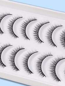 10 Pairs Full Fake Eyelashes Transparent Style Faux Mink Lashes Natural Long Gift For Women - Black - View 5