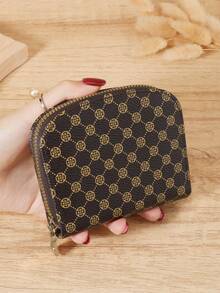 Fashionable Printed Single-Layer Zipper Card Bag, Multi Slot Simple Credit Card Holder, Multi-Purpose Women's Wallet Card Bag - Coffee - View 9