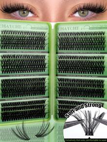 576/592/740pcs D Curl Cluster False Eyelashes Set, Thick Fluffy Detachable Eyelash Extension Kit, Big Eye Effect, Lightweight Reusable, Large Capacity Single Cluster Eyelash Set, Soft Natural 3D Effect Eye Makeup, Portable Travel Pack - Multicolor - View 13