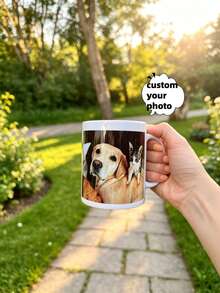 1pc Custom Pet Photo Mug, Personalized Dog & Cat Portrait Coffee Cup, Custom Pet Name Ceramic Mug, Pet Lover Gift, Cute Personalized Drinkware, Birthday Gift, Memorial Keepsake - Multicolor - View 1