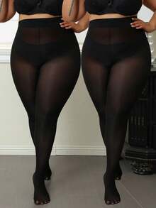 Women's Plus Size Sheer Tight Leggings High Waist Super Elastic Black Pantyhose, Lightweight Soft Opaque Tights, All-Day Wear Elastic Socks, Suitable For Daily Wear And Party - Black - View 13