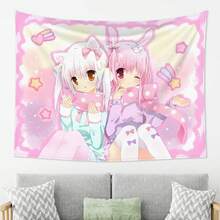 White Rabbit Ear Girl Theme Tapestry, Suitable For Holidays, Gifts And Year-Round Room Decor, Anime Style Wall Hanging, Suitable For Bedroom And Living Room, Multiple Sizes Available, Includes Installation Kit - Multicolor - View 11
