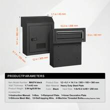 Through The Door Key Drop Box, Heavy Duty Steel Through The Door Mailbox With 12" Combination Lock, Mail Drop Box, Black - 12" - View 7