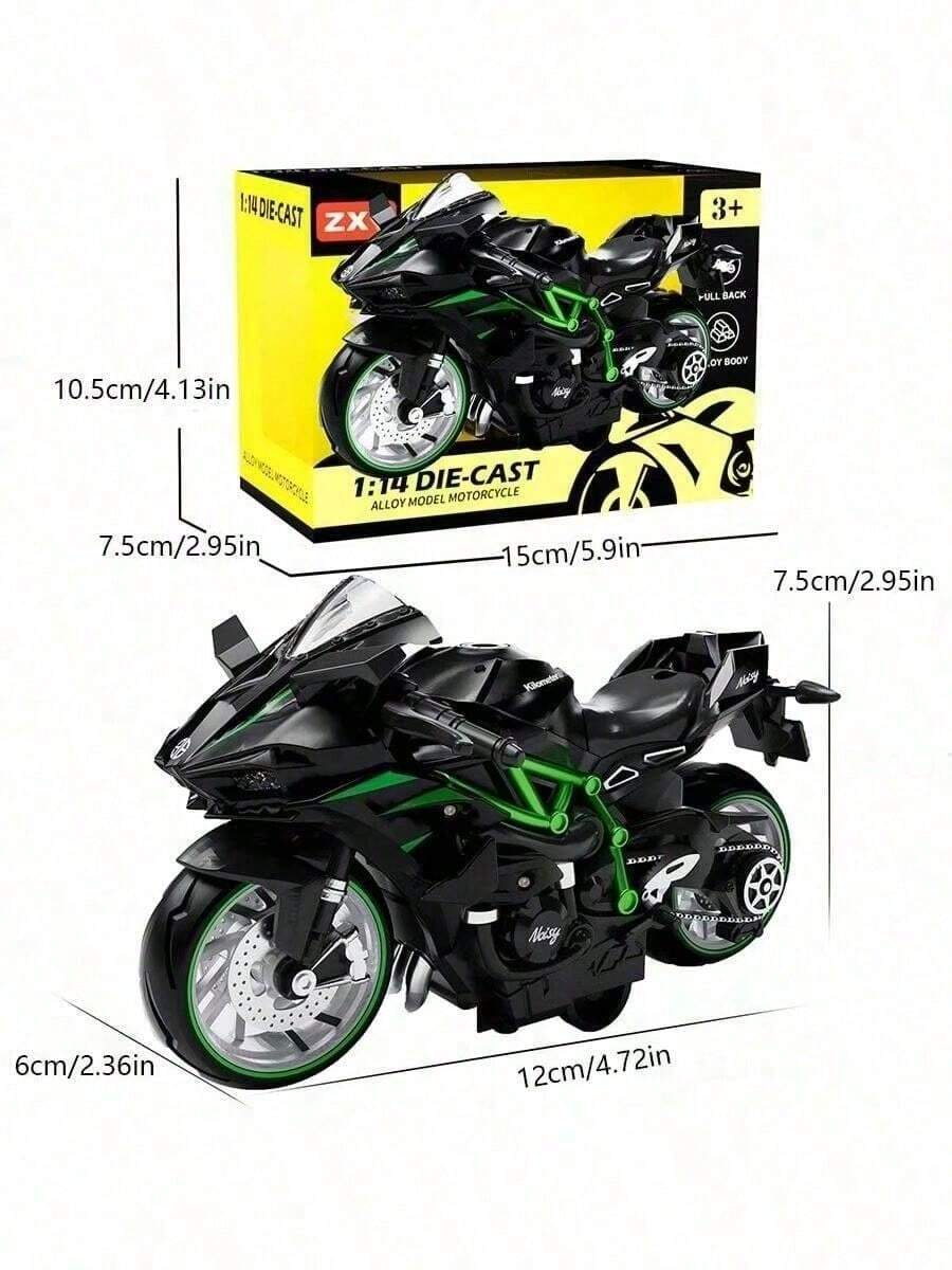 1PC-Alloy Motorcycle-1:14 Motorcycle-Upgraded Larger Size-Inertia Driving-Metal Material-Kawasaki Motorcycle-Birthday Gift-Holiday Gift-Perfect Gift-Gift - Multicolor - View 1
