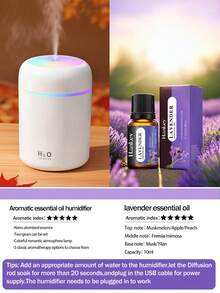 300ml Mini Colorful Car Aromatherapy Humidifier Set, USB Powered Dual Mode, 7-Color LED Light, Quiet Mist, Comes With 5 Essential Oils, Suitable For Car, Bedroom, Living Room, Office Desk, Requires Plug-In, Air Freshening And Hydrating Gift - A - View 15