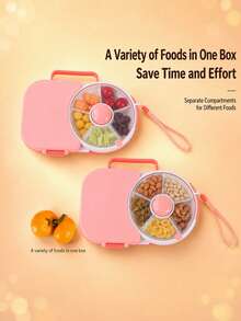 5-Compartment Rotatable Snack Tray With Lid, Sealed Portable Fruit And Dried Fruit Storage Box, Creative Lunch Box For Home And Kids (Large) - View 5