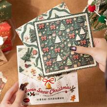 JotBox Snowy Christmas Crochet-Style Large Size Material Paper, Christmas Atmosphere Scrapbook Collage Background Memo Paper, Vintage - Snowy Christmas Scrapbook Paper - View 2