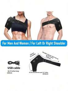 AXH New Shoulder Support USB Electric Shoulder Brace AMR Pad 3-Level Heating Massage Shoulder Support Massage Belt Gift Health Care Warmth - Black - View 2