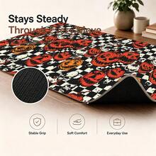 1pc Halloween Skull And Jack-O'-Lantern Checkerboard Print Extended Mouse Pad, Red Black Gothic Keyboard Desk Mat, Spooky Desktop Decor - View 7