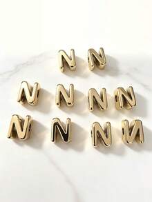 10pcs Optional Gold/Silver Large Hole 26 Uppercase Alphabet Beads Electroplated DIY Phone Chain Keychain Bag Charm Jewelry Accessories - Multicolor - View 26