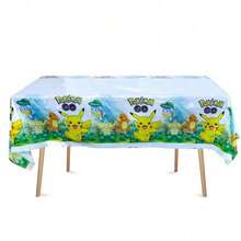 1pc Birthday Party Decoration Poke Ball Disposable Tablecloth Party Set Plates Tablecloth - Multicolor - View 6