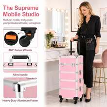 Rolling Makeup Case - Large Capacity Makeup Trolley With Detachable Makeup Box, Lockable, Storage Trolley With Detachable Makeup Box, Lockable - Multicolor - View 4