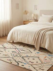 1 Buah Karpet Area Totem Geometris Berwarna-warni Beige, Bahan Kasmir Imitasi, Bentuk Persegi Panjang dengan Pola Bohemian Lukisan Tangan, Dapat Dicuci dengan Mesin, Cocok untuk Ruang Tamu, Kamar Tidur, Dekorasi Rumah Sehari-hari, Dekorasi Rumah Estetis - MultiWarna - View 4