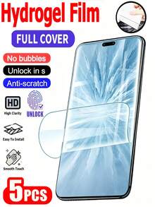 5Pcs HD Hydrogel Film Explosion Proof And Scratch Resistant Mobile Phone Screen Protector Compatible With Google/ Moto Flexible Scratch Automatic Repair Supports Fingerprint Recognition Protective Film Soft Film Non Glass - Clear - View 12