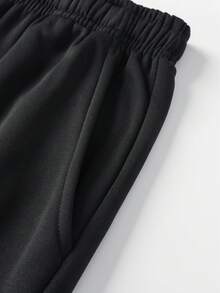 Men's Autumn/Winter Casual Sports Long Pants, With Adjustable Drawstring, Thermal Lined, Loose Fit, Side Pockets, Suitable For Fitness And Casual Wear - Black - View 8