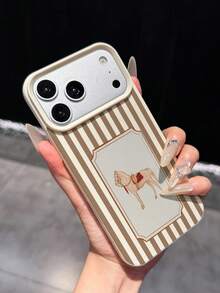 Creative Striped Horse Pattern Lychee Texture Anti-Drop Soft Phone Case, Suitable For Apple 18promax/17promax16/15/14/13/12/11/XR/XS/15plus And Other Models, Holiday Gift - Multicolor - View 1