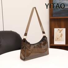 Women's Fashion Minimalist Shoulder Bag, PVC Transparent Underarm Handbag - Black - View 3