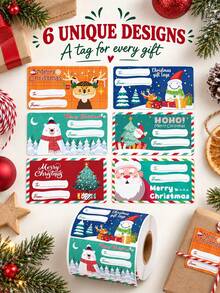 500pcs/Roll Christmas Atmosphere Stickers Labels PVC Self-Adhesive Sticker Roll - Suitable For Decorating Christmas Cards, Gift Wrapping, Envelope Seals, Holiday Gift Packaging, Party Favors, Christmas And New Year Gift Labels - Christmas Reindeer - View 2