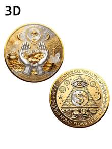 Exquisite 3D Wealth Abundance Commemorative Coin, All-Seeing Eye Collectible Coin, Lucky Talisman For Attracting Wealth And Blessings - Core Totem The All-Seeing Eye (Eye Of Providence), A Niche Wealth-Attracting Coin Collectible, Compact And Portabl - Gold - View 7