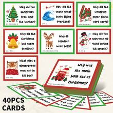 40pcs Fun Christmas Joke Question Cards With Answer - Holiday Q&A Game Cards With Santa, Elf, Reindeer & Snowman Designs, Christmas Party Game Cards, Christmas Gifts - A - View 1